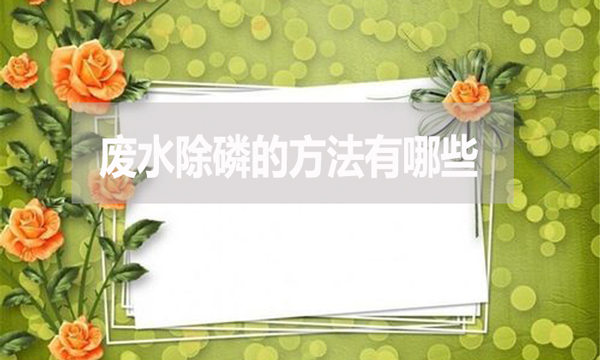 廢水除磷的方法有哪些？