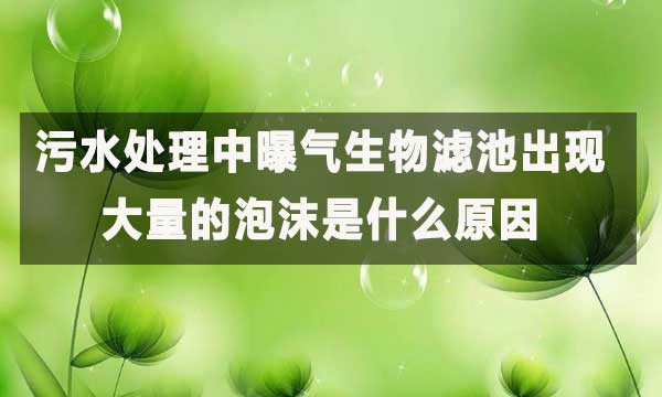 污水處理中曝氣生物濾池出現了大量的泡沫是什么原因?